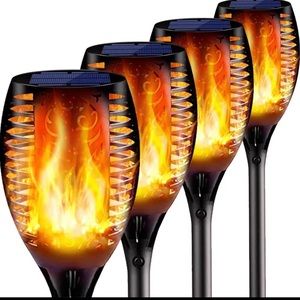 4 Pack Solar Torch Flame Garden Pathway Lights